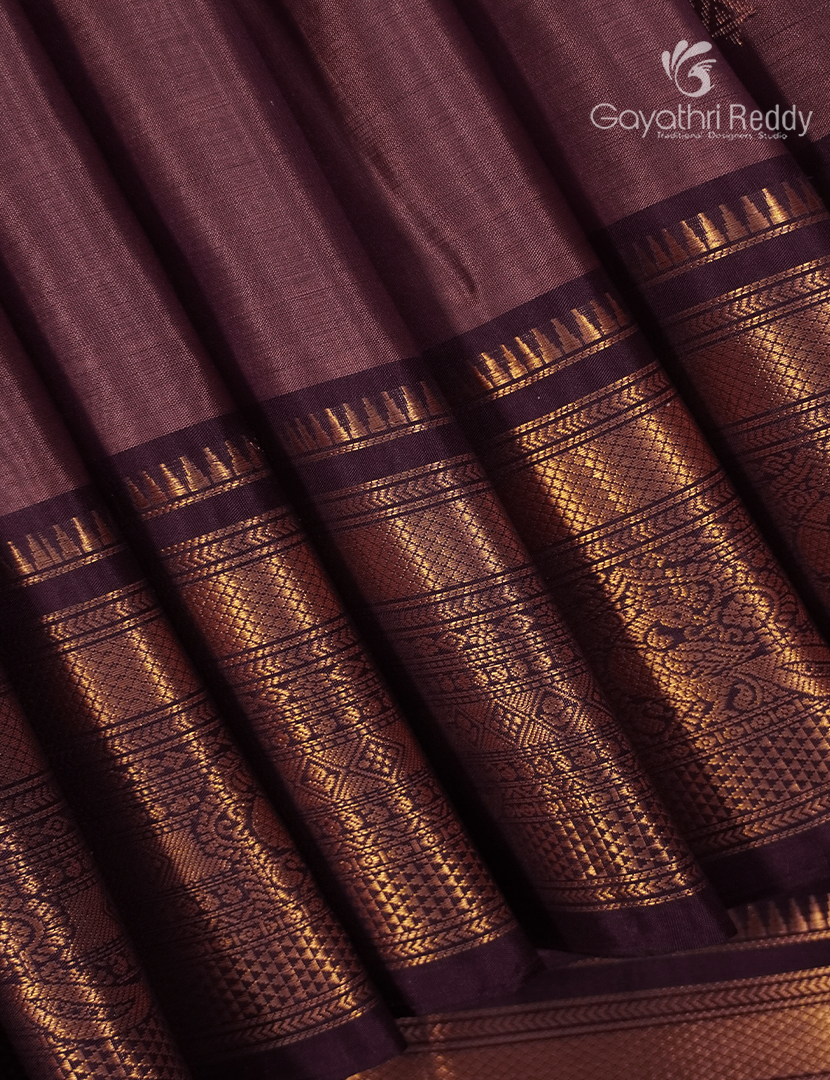 Pure Kanchipuram Soft Silk Saree in Wine and Brown