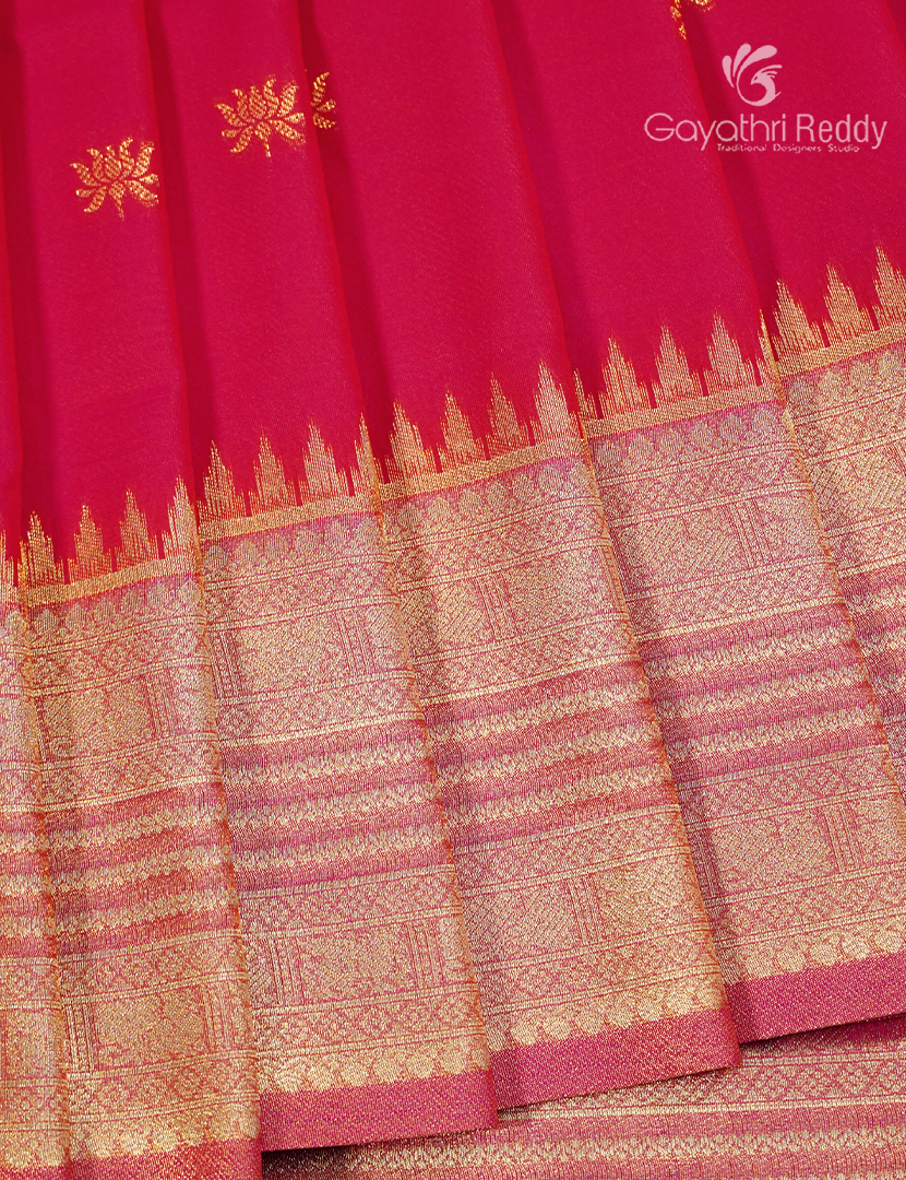 Semi Kanchipuram Art Silk Saree in Rani Pink