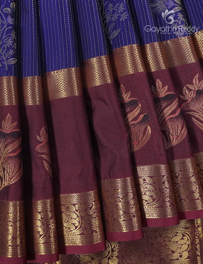 Semi Kanchipuram Silk Saree in Deep Violet and Magenta