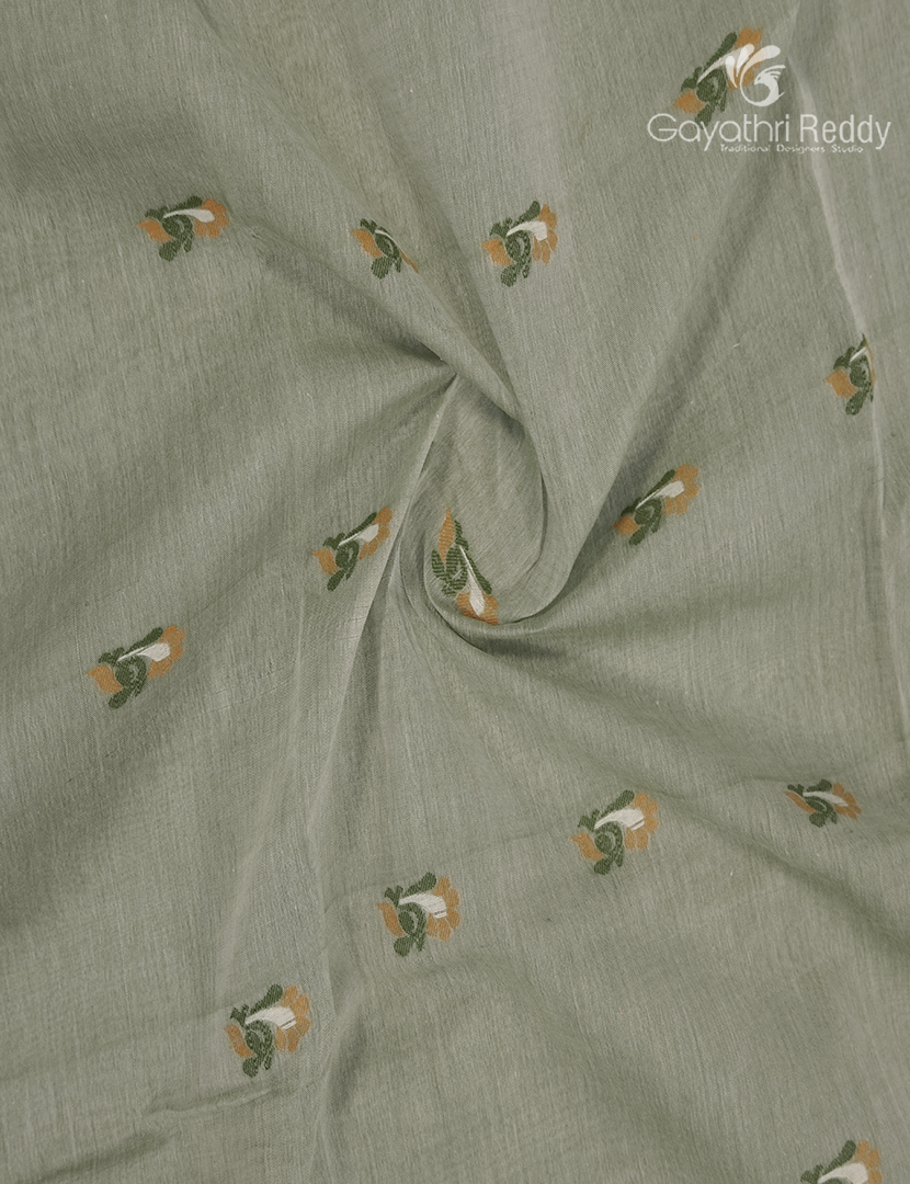 Jamdani Cotton Saree in Pista Green