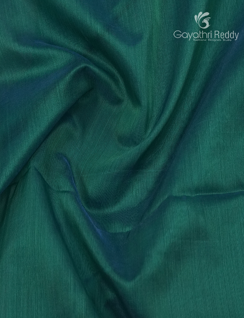 Pure Chanderi Sico Saree in Deep Peacock Green and Blue