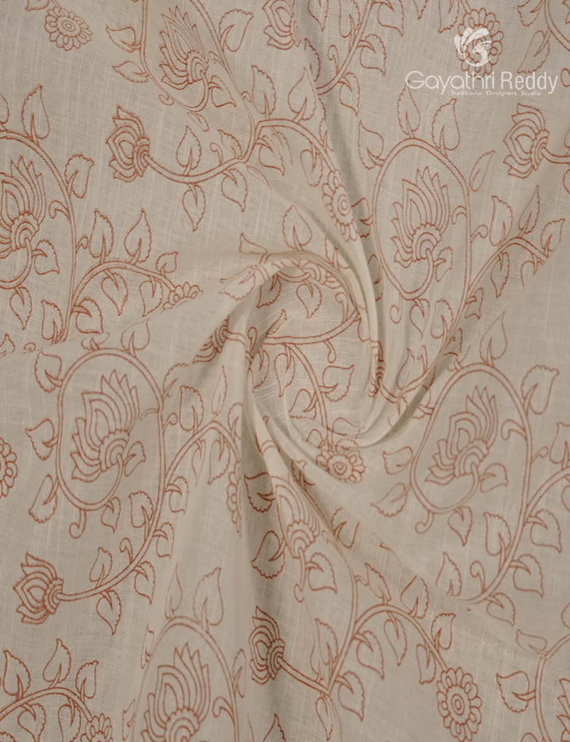 Pure Kanchi Cotton Printed Saree Ivory