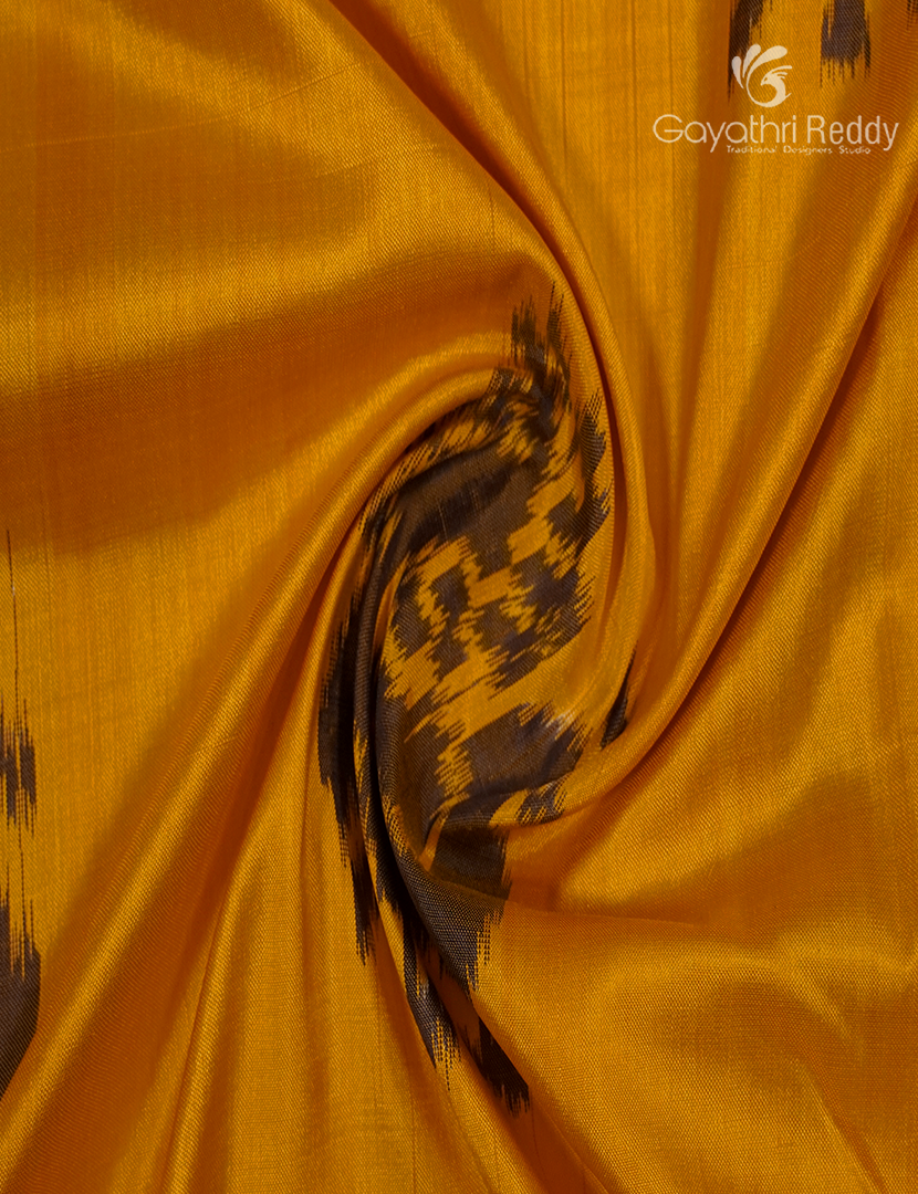 Pure Ikat Silk Saree in Yellow and Black