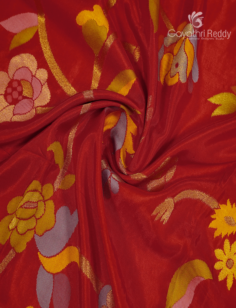 Pure Satin Silk Saree in Red