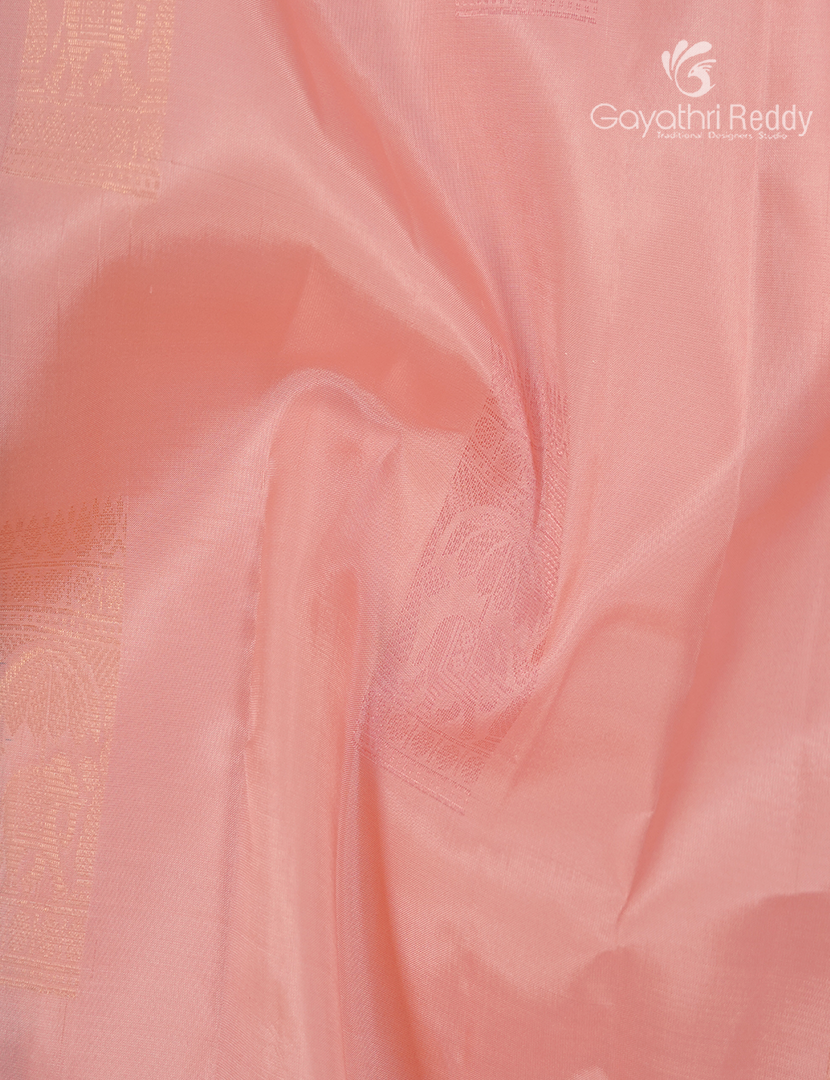 Pure Kanchipuram Silk Saree in Pastel Peach (Small Border )