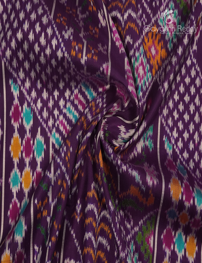 Pure Ikat Silk Saree in Deep Violet