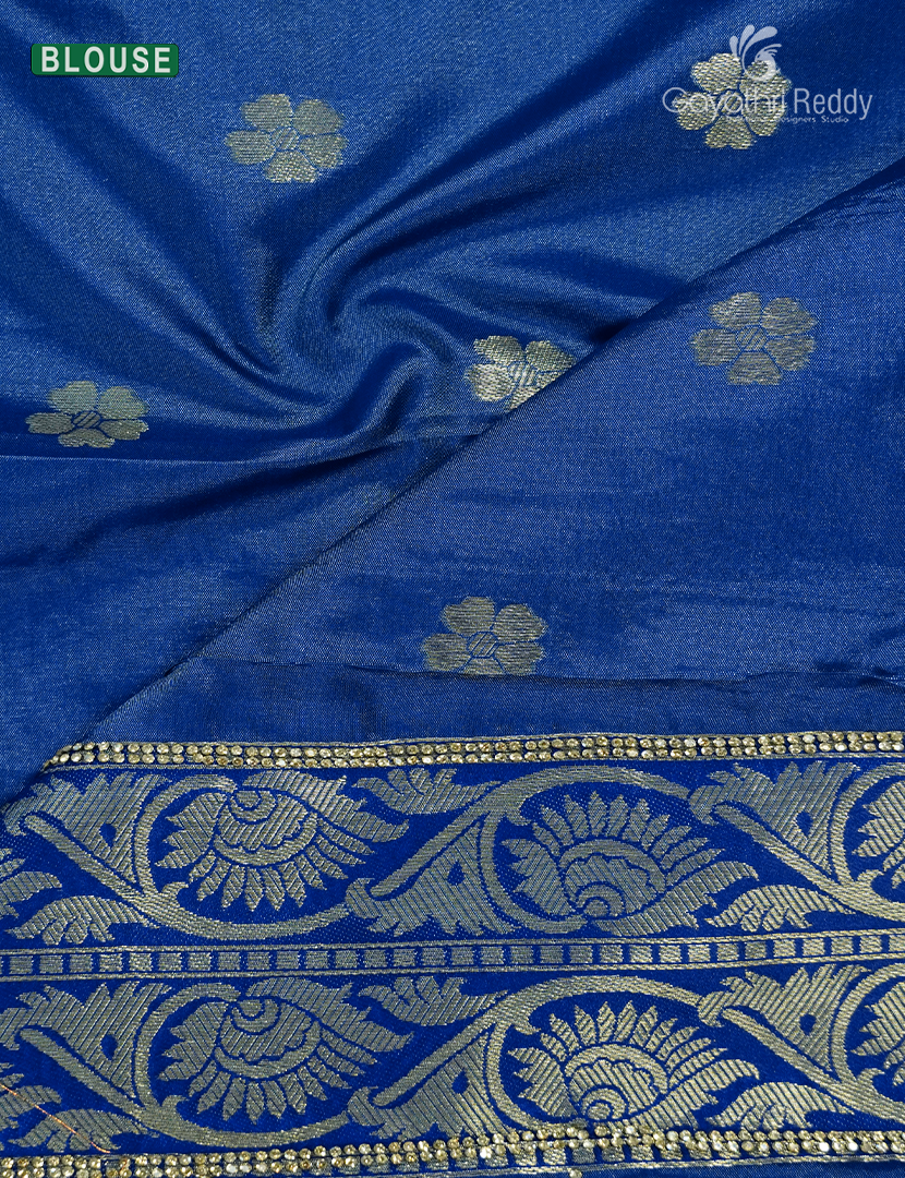 Semi Kanchipuram Silk Fancy Saree in Sea Blue and Indigo Blue