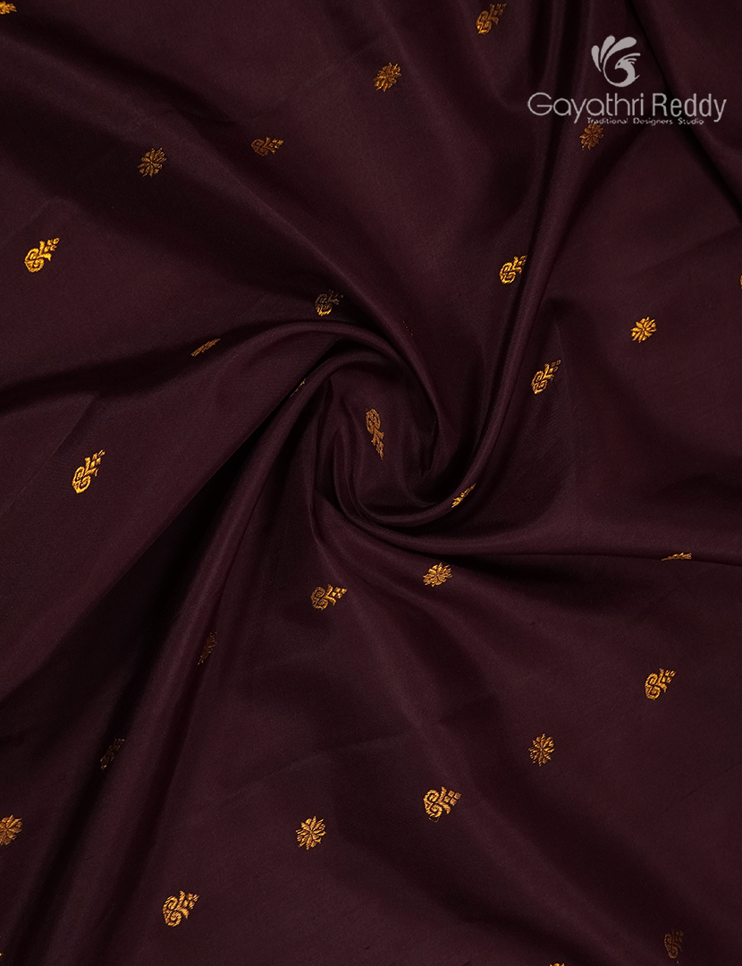 Pure Gadwal Silk Saree in Deep Brown