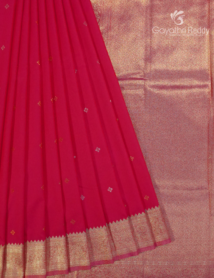 Semi Kanchipuram Art Silk Saree in Deep Fuchsia Pink