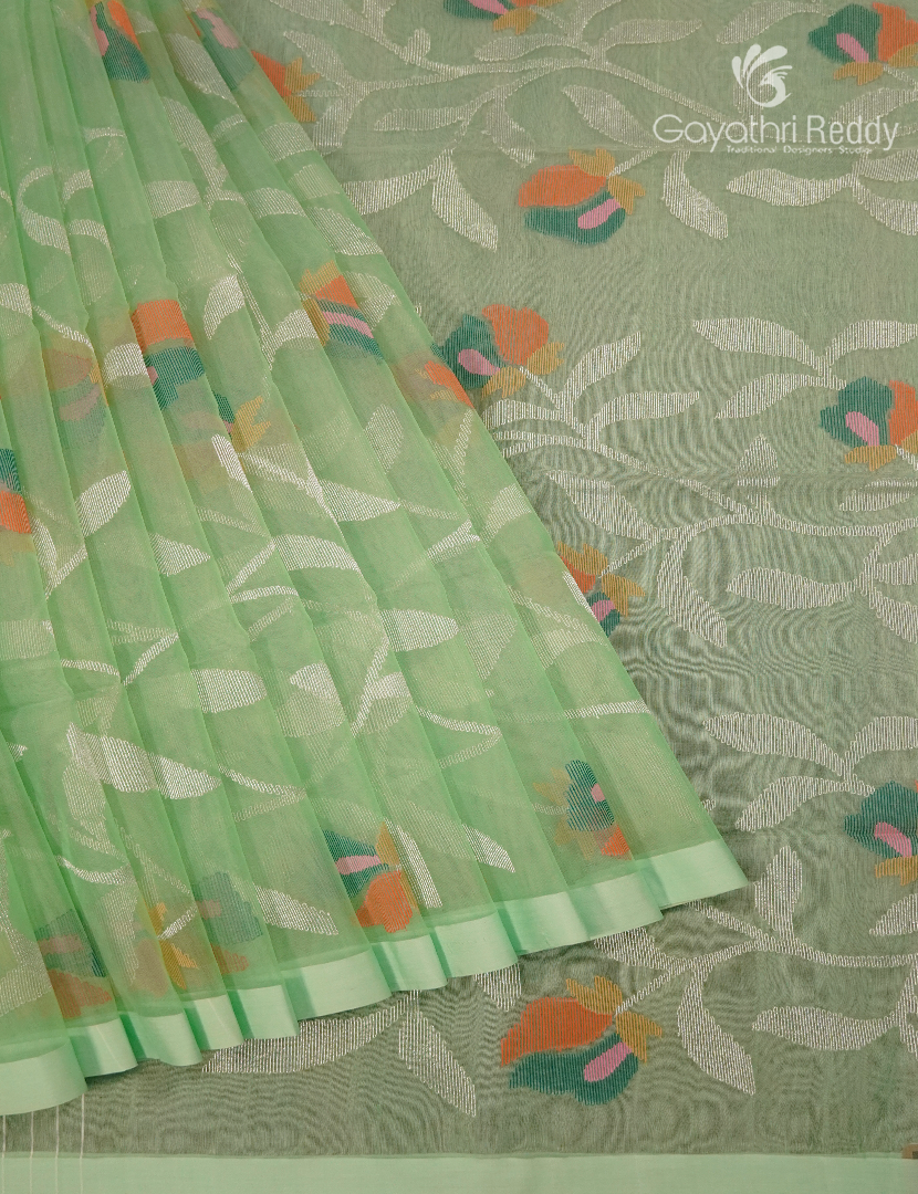 Pure Jamdani Kora Saree in Light Green