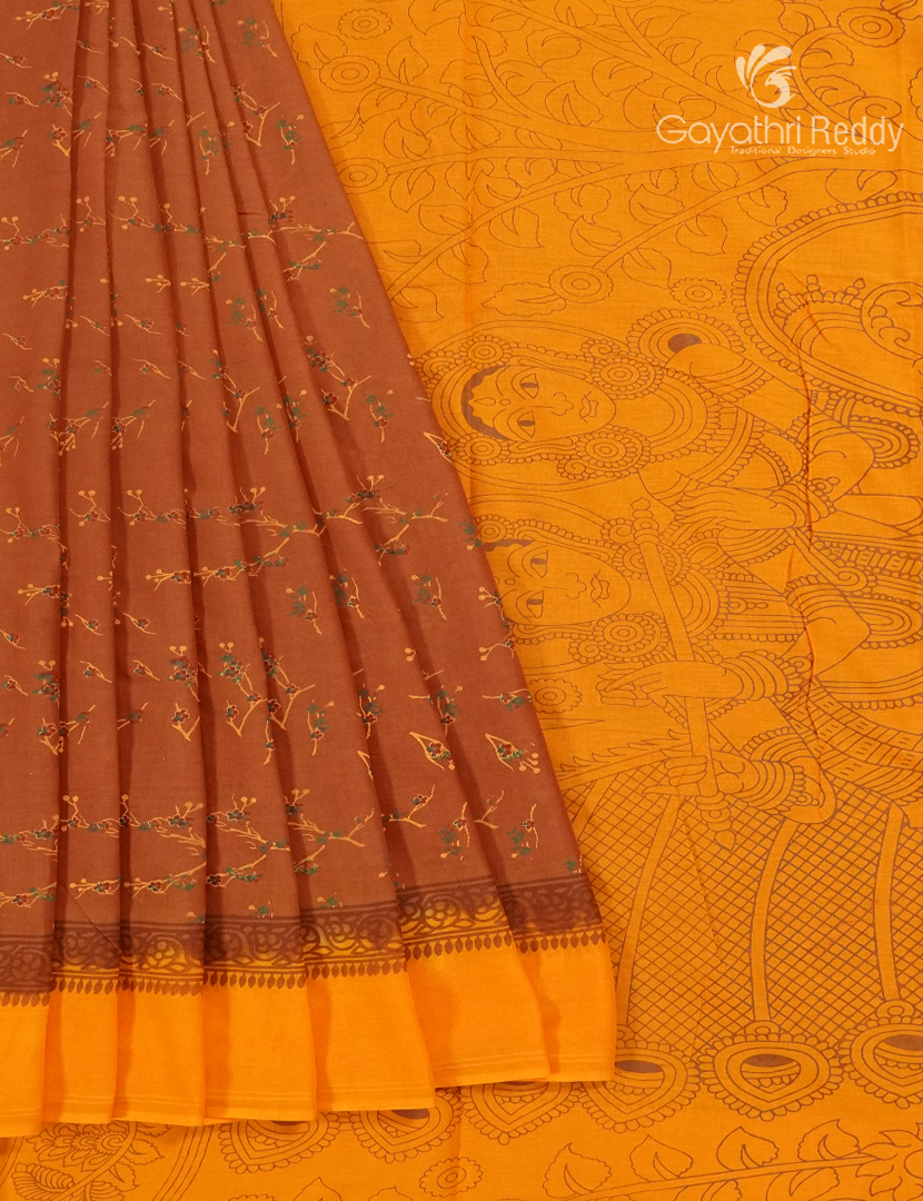 Pure Mul Mul Cotton Saree in Deep Mustard and Turmeric