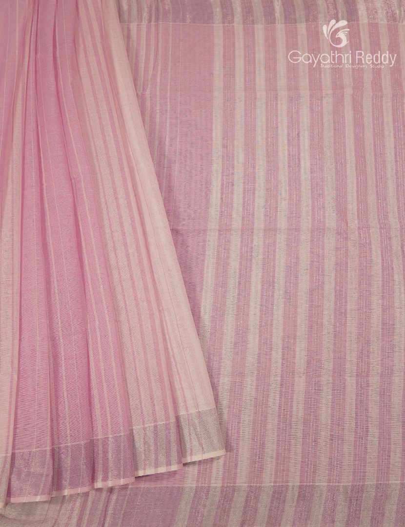 Pure Kanchi Cotton Saree in Cream and Baby Pink