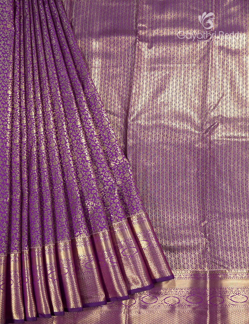 Semi Kanchipuram Silk Saree in Deep Purple