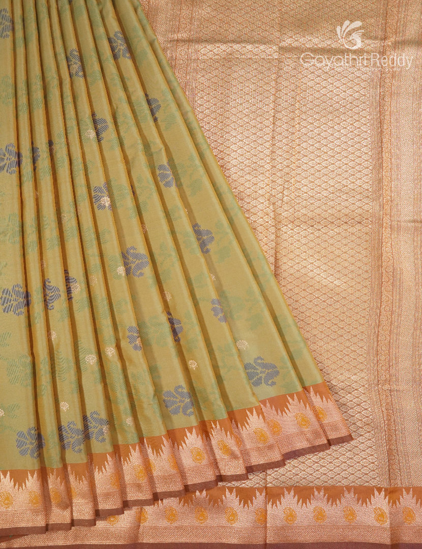 Semi Kanchipuram Art Silk Saree in Pista green