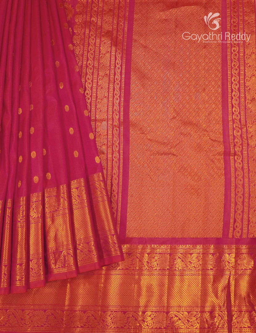 Pure Gadwal Silk Saree in Rani Pink