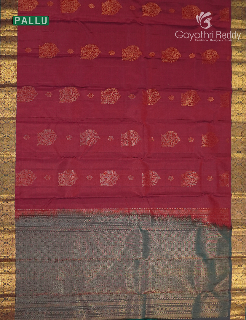 Pure Kanchipuram Silk Saree in Red and Green