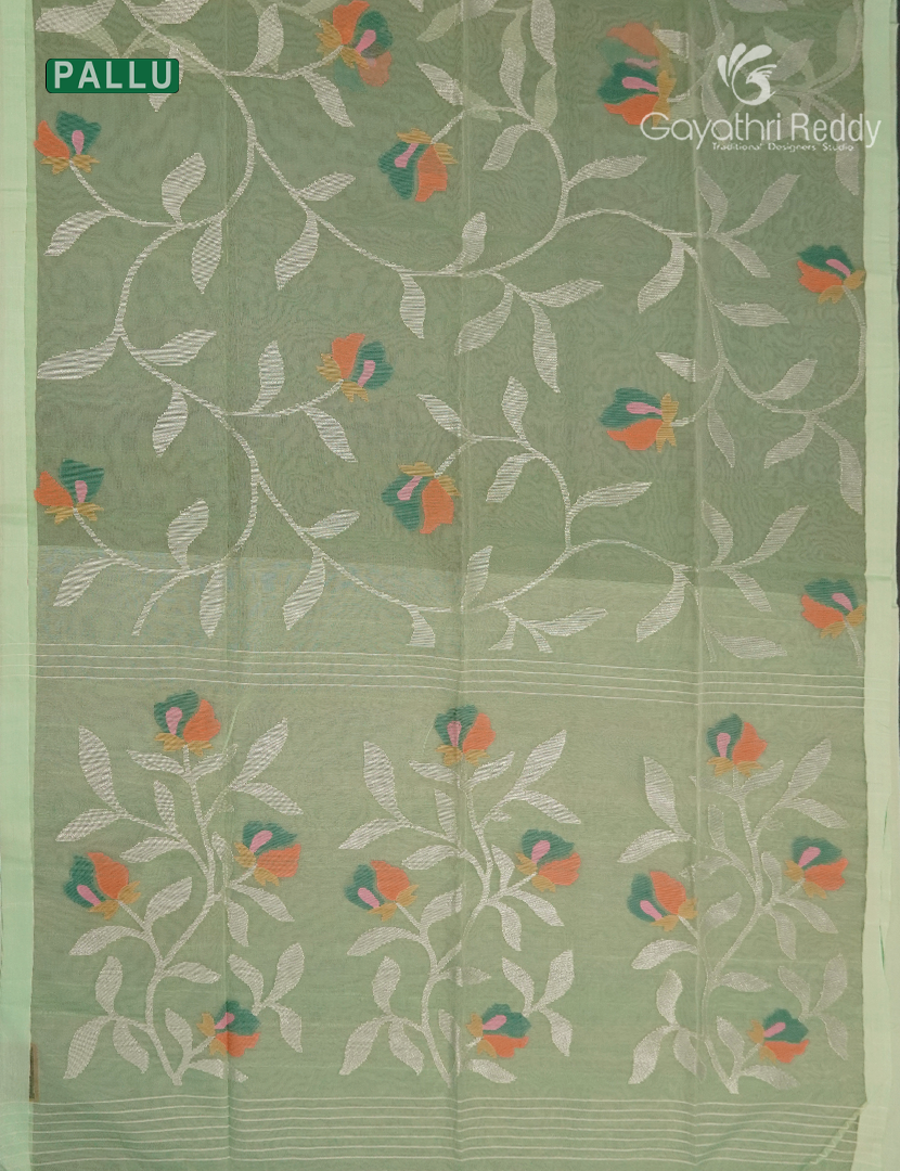 Pure Jamdani Kora Saree in Light Green