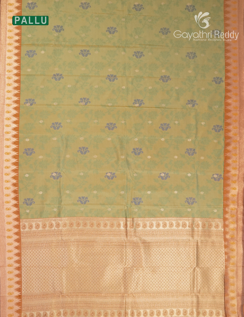 Semi Kanchipuram Art Silk Saree in Pista green