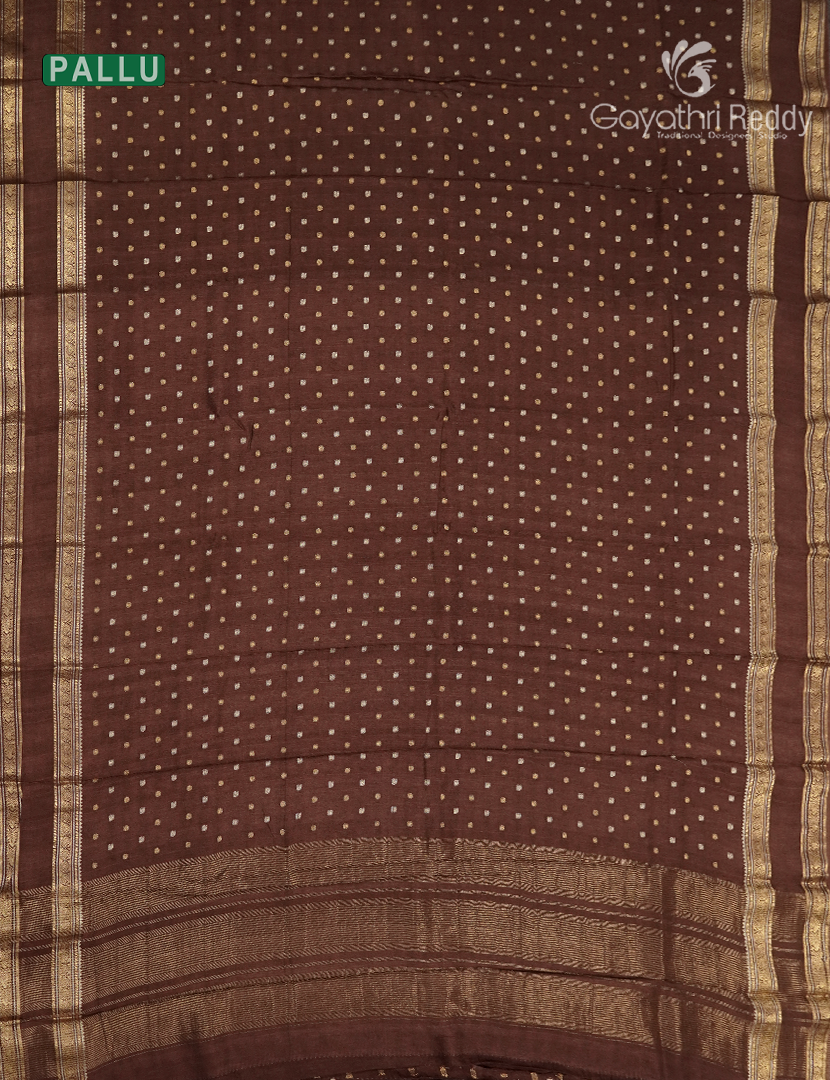 Semi Mysore Crepe Saree in Brown