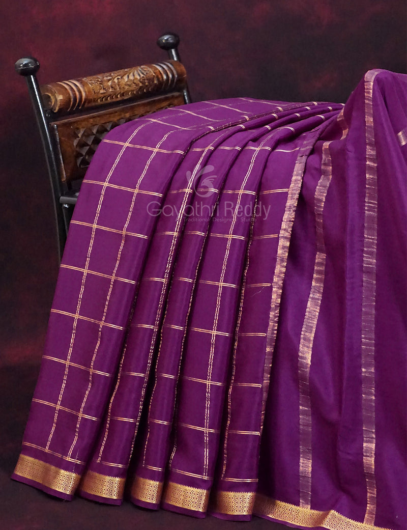 Baby Pink Step Checks Pure Mysore Crepe Silk Saree | SILK MARK CERTIFI –  ATHARVA