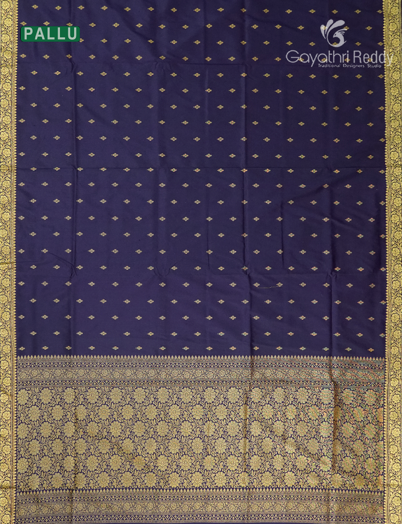 Semi Katan Silk Saree in Deep Navy Blue
