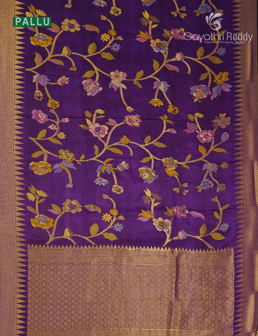 Pure Satin Silk Saree in Deep Violet