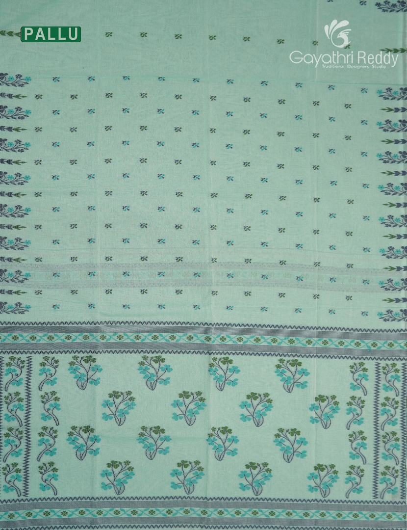 Jamdani Cotton Saree in Mint Green