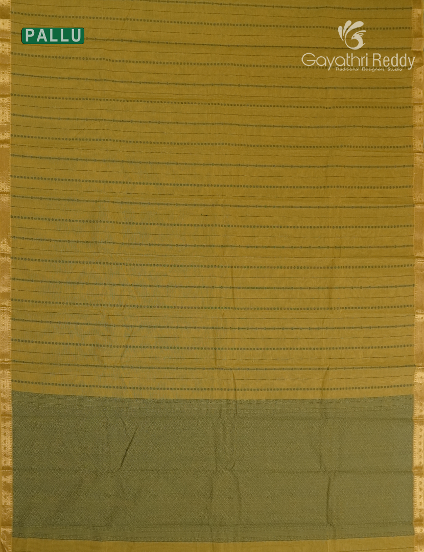 Pure Kanchi Cotton Saree in Mehendi Green