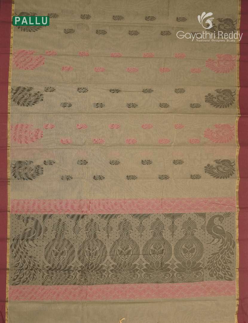 Pure Kanchi Cotton Saree in Light Beige