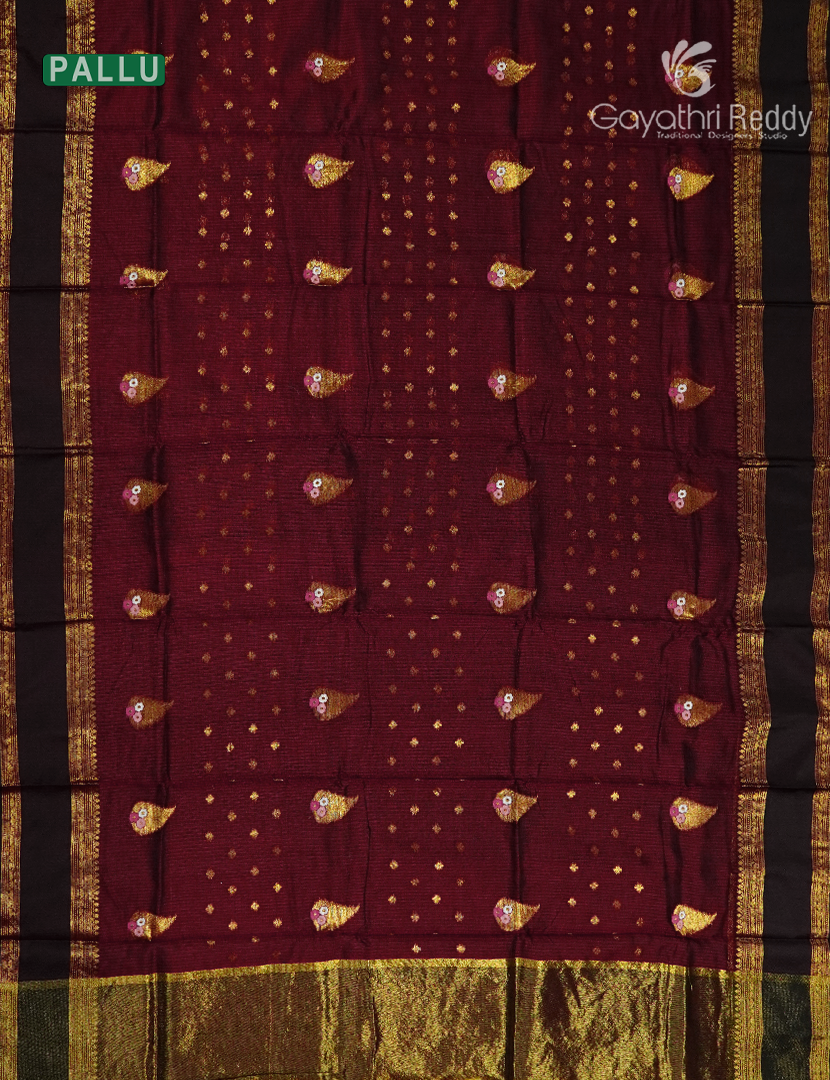 Pure Silk Kota Saree in Maroon and Brown