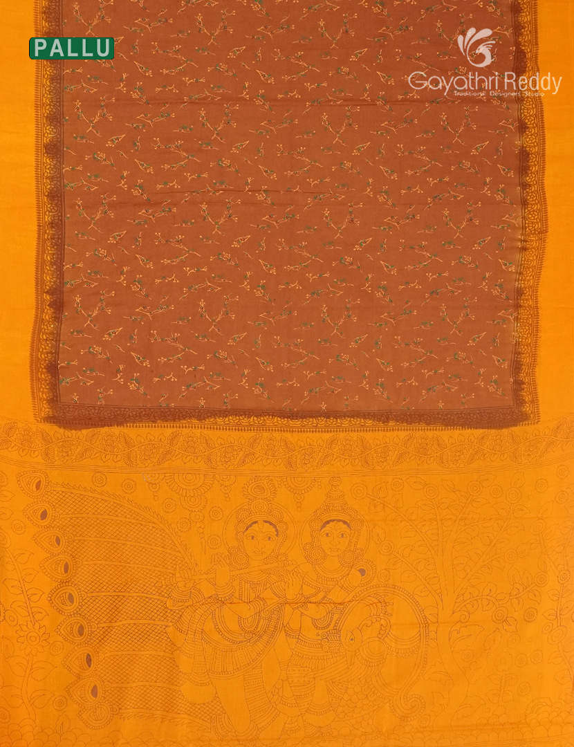 Pure Mul Mul Cotton Saree in Deep Mustard and Turmeric
