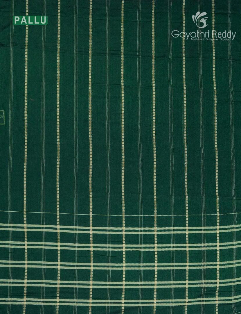 Pure Narayanpet Cotton Saree in Bottle Green
