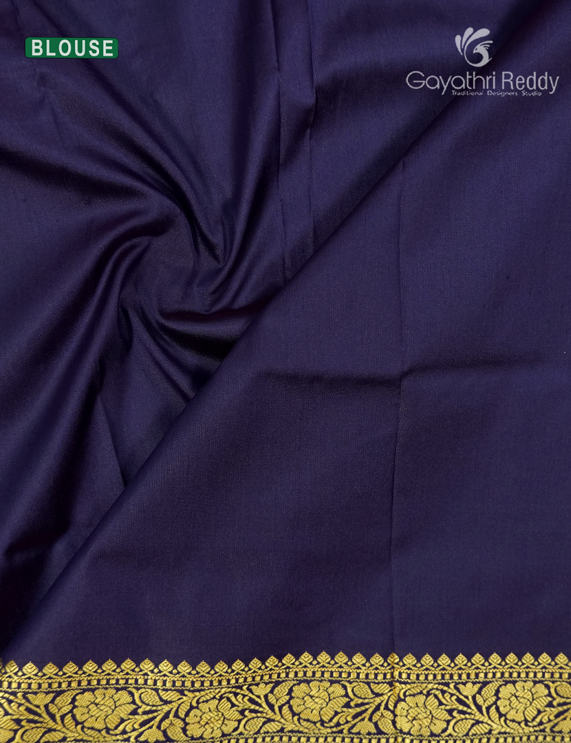 Semi Katan Silk Saree in Deep Navy Blue