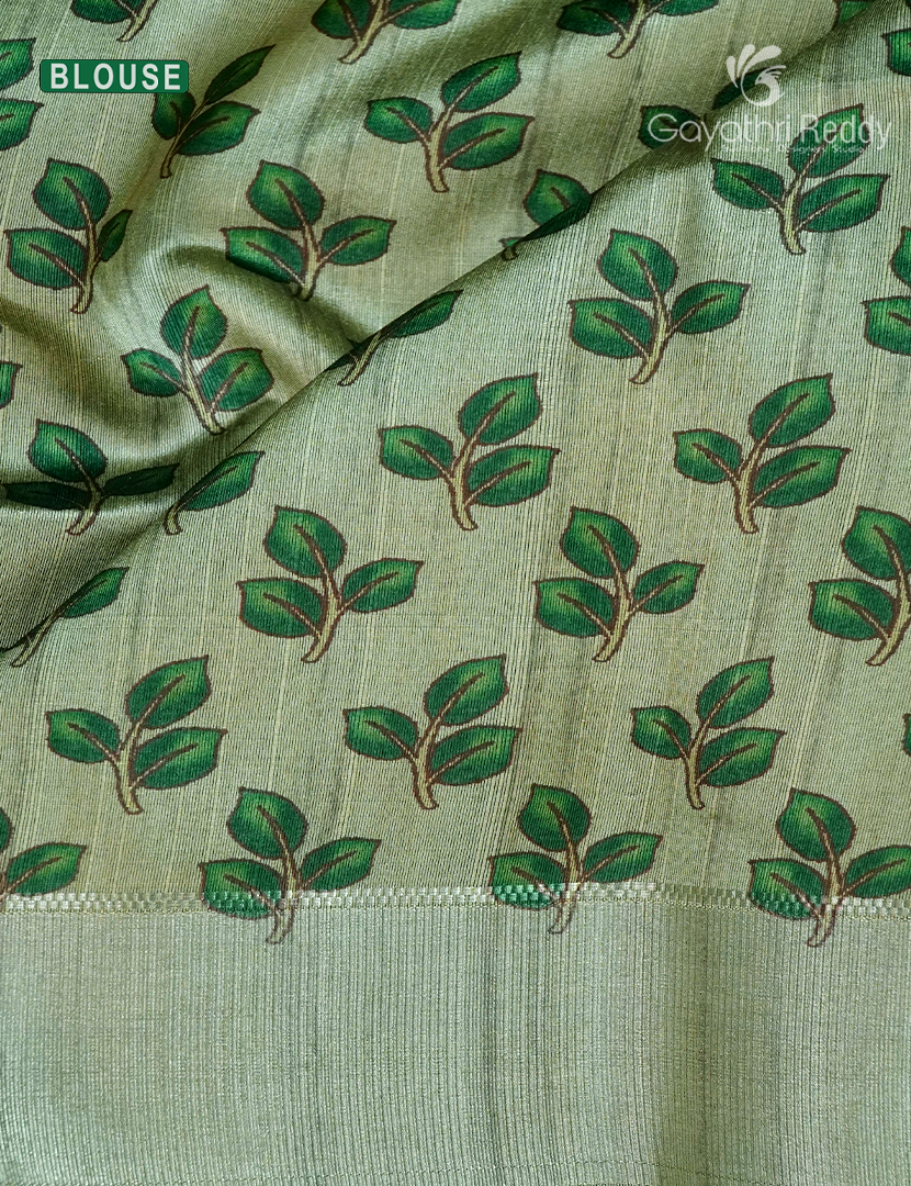Semi Tussar Saree in Peacock Blue