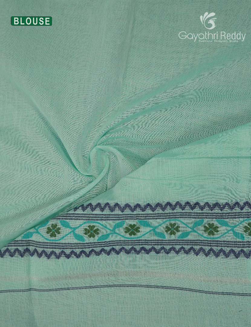 Jamdani Cotton Saree in Mint Green