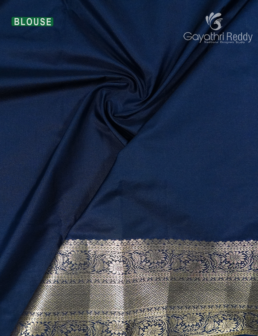 Semi Kanchipuram Silk Saree Cherry Red and Deep Peacock Blue