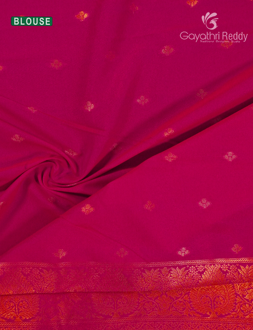 Semi Kanchipuram Art Silk Saree in Deep Fuchsia Pink