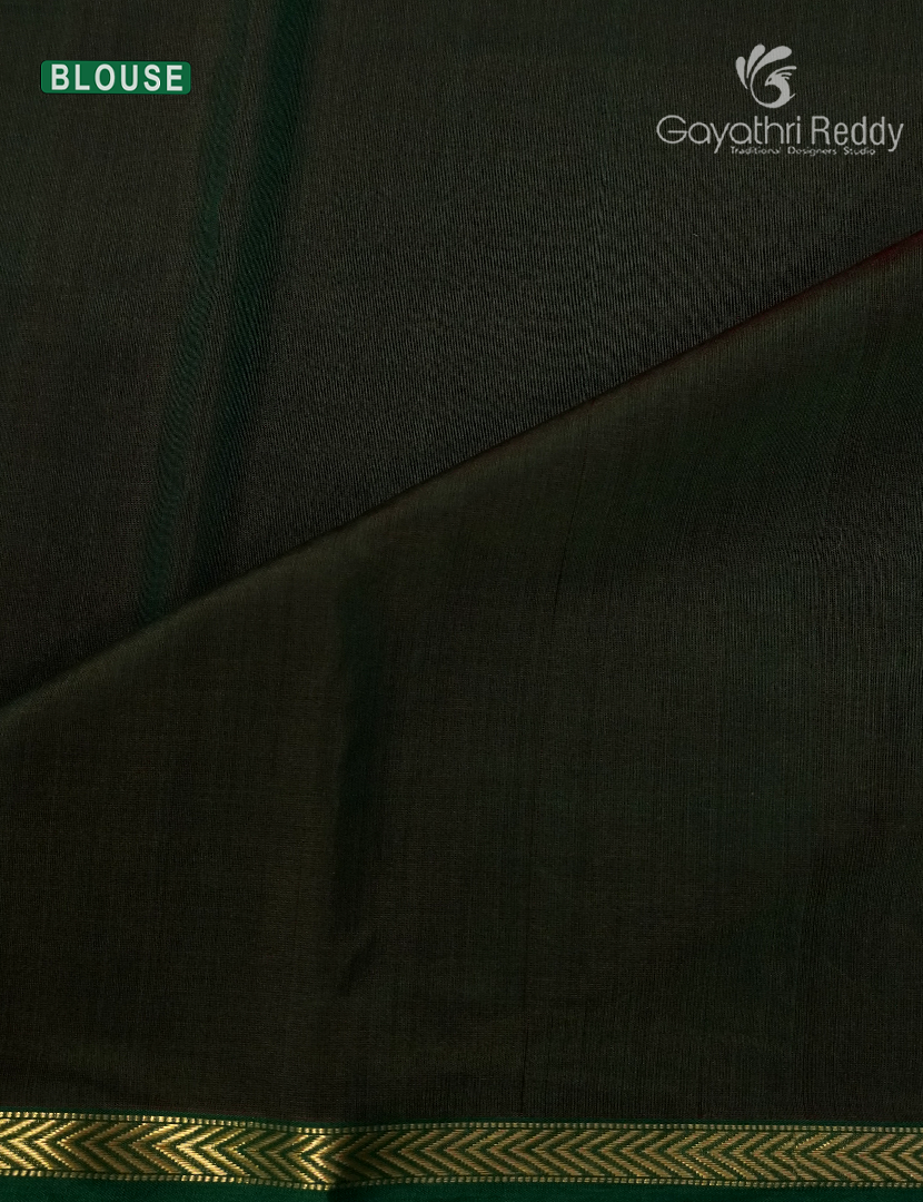 Pure Chanderi Sico Saree in Peach Pink and Deep Olive Green