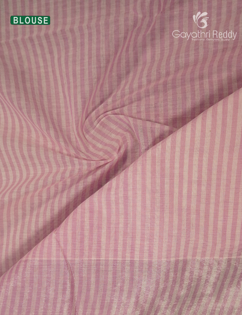 Pure Kanchi Cotton Saree in Cream and Baby Pink