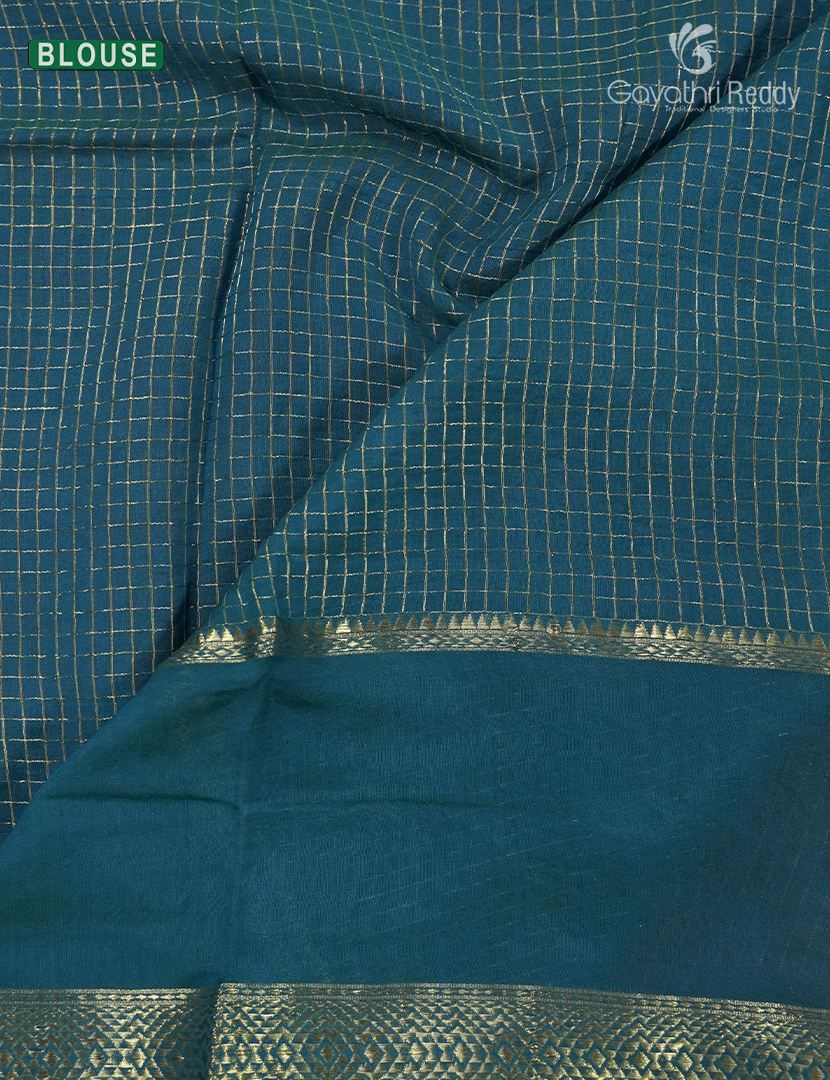 Semi Mysore Crepe Saree in Red and Peacock Blue