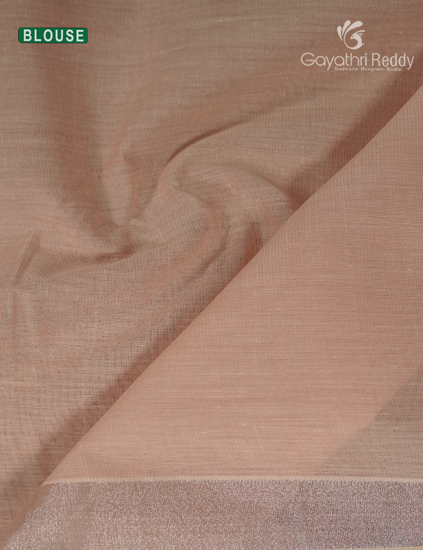 Pure Kanchi Cotton Printed Saree in Ivory and Peach