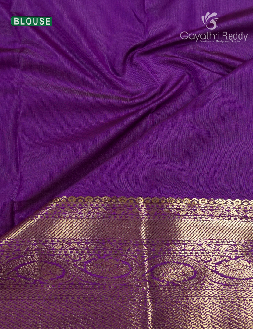 Semi Kanchipuram Silk Saree in Deep Purple