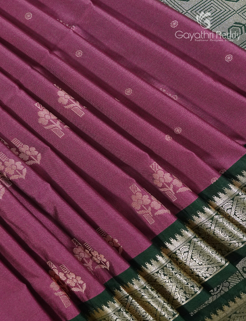 Soft Silk Saree in Deep Onion Pink and Deep Green