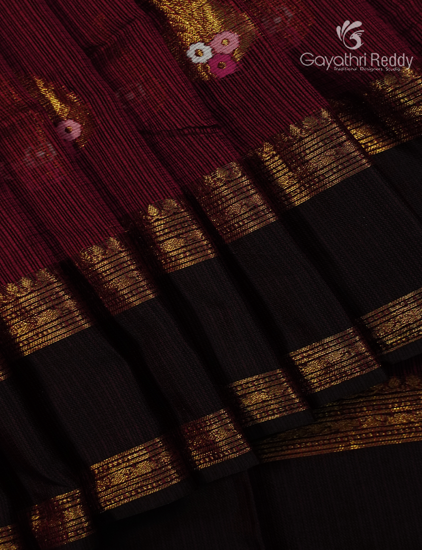 Pure Silk Kota Saree in Maroon and Brown