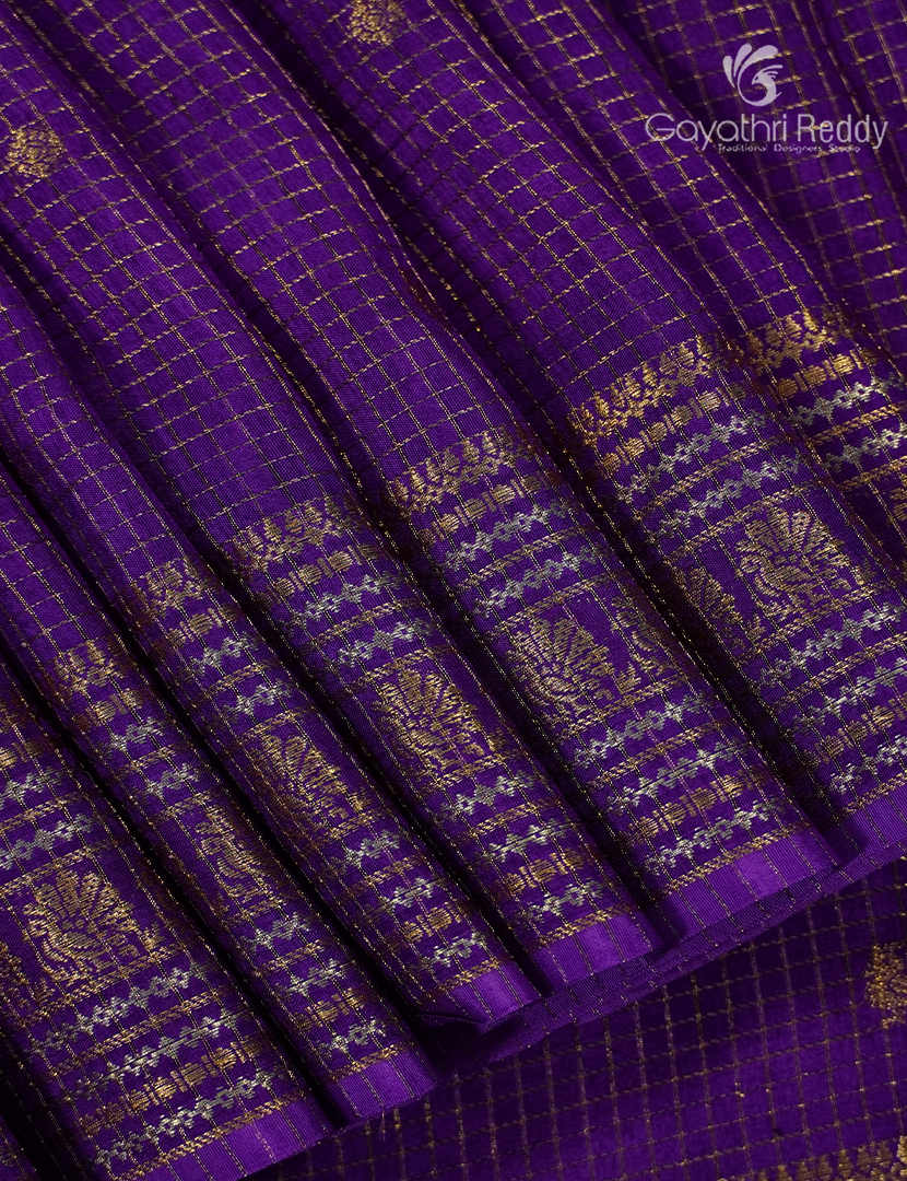 Semi Mysore Crepe Saree in Deep Purple
