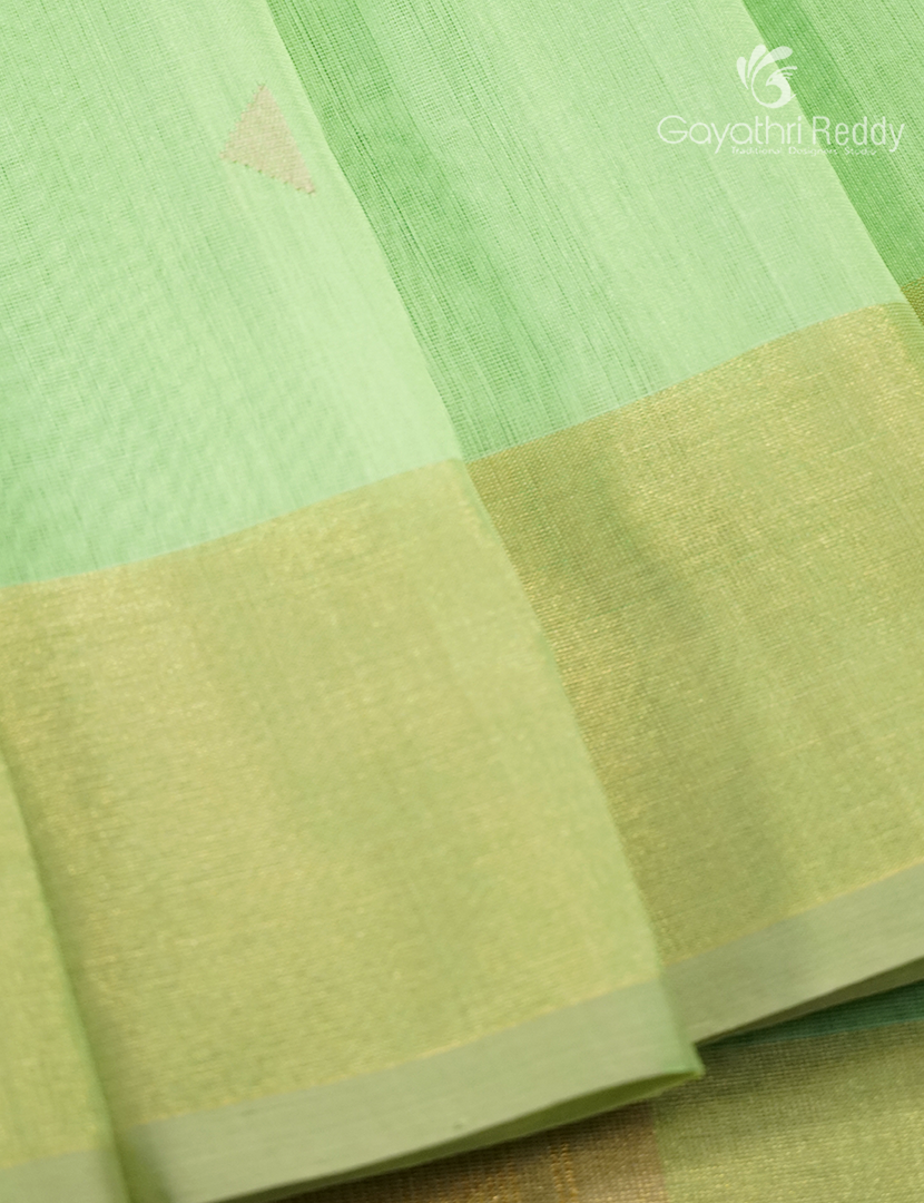 Pure Chanderi Sico Saree in Pista Green