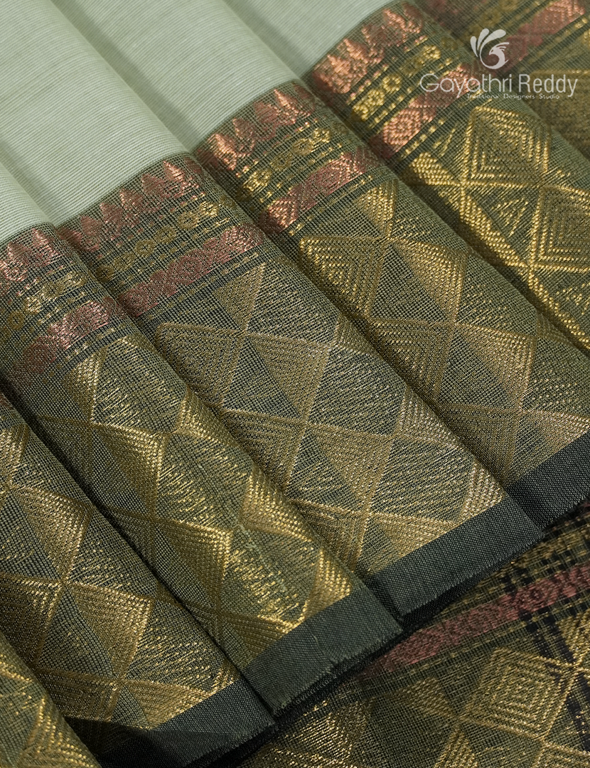 Pure Handloom Cotton Saree in Light Pista Green