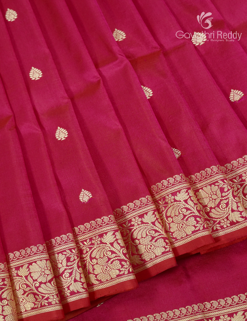 Pure Valkalam Silk Saree in Rani Pink