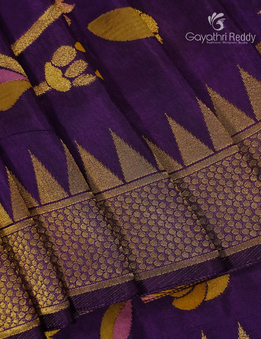 Pure Satin Silk Saree in Deep Violet