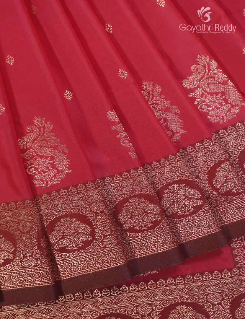 Semi Kanchipuram Art Silk Saree in Rani Pink